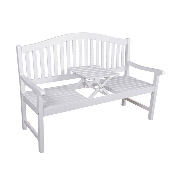 Medžio masyvo sodo suoliukas baltos spalvos Singapore – Garden Pleasure-image-1