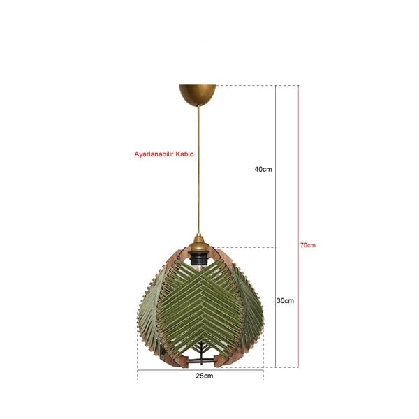 Tamsiai žalios spalvos/natūralios spalvos kabantis šviestuvas ø 25 cm su tekstiliniu gaubtu Yola – Opviq lights-image-2