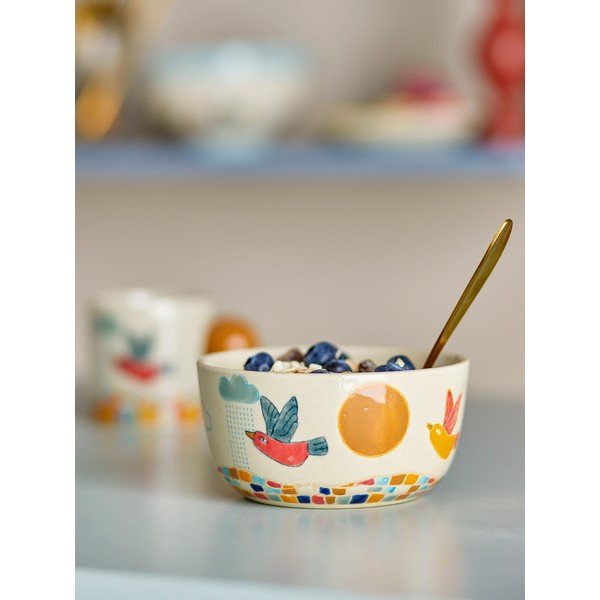 Kreminės spalvos iš akmens masės vaikiškas dubuo ø 12 cm Colorine – Bloomingville Mini-image-1