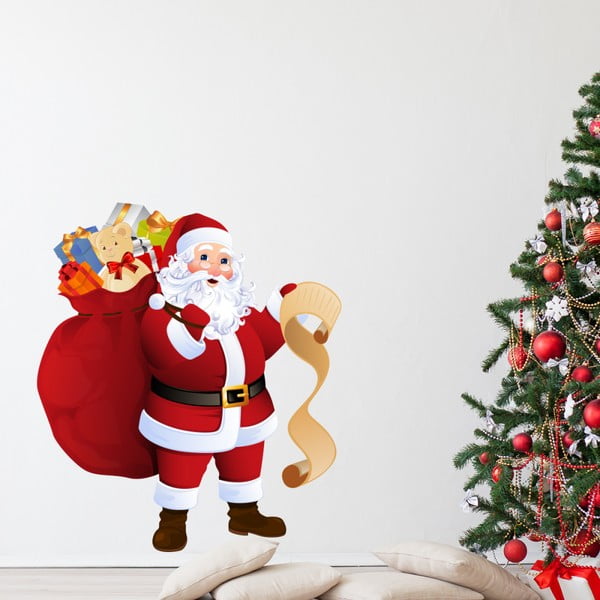 Kalėdų lipdukas Ambiance Kalėdų Senelis ir dovanų sąrašas