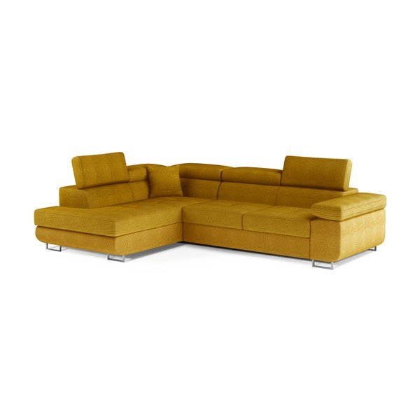 Geltonos spalvos sulankstoma/su sandėliavimo vieta kampinė sofa (su kairiuoju kampu/„L“ formos) Anton – ELTAP-image-2