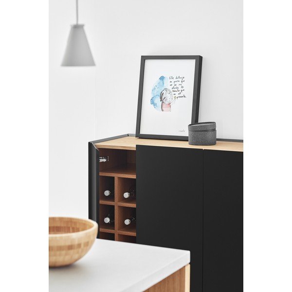 Aukšta šoninė spintelė juodos spalvos iš ąžuolo 95x120 cm Arista – Teulat-image-2