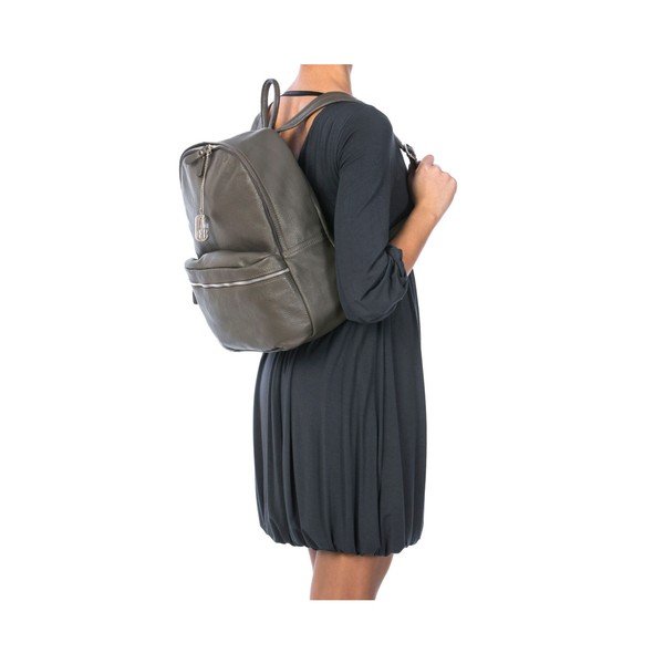 Pilka natūralios odos kuprinė Federica Bassi Sio-image-1