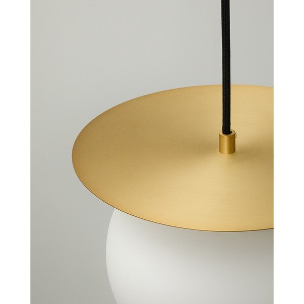 Baltos spalvos/auksinės spalvos iš metalo kabantis šviestuvas ø 25 cm su stiklo gaubtu Brisia – Kave Home-image-3