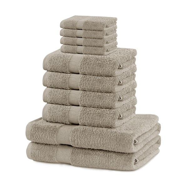 Smėlio spalvos iš frote audinio iš medvilnės vonios rankšluosčių rinkiniai 10 vnt. Marina – DecoKing