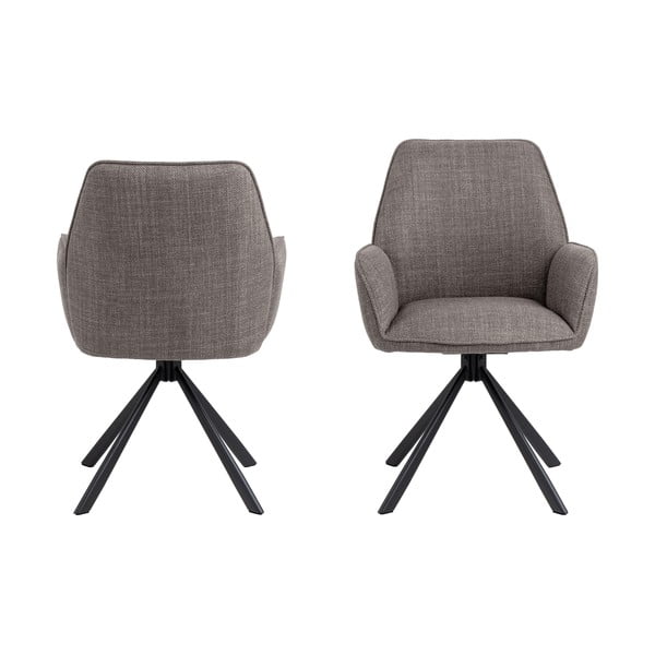 Šviesiai pilkos spalvos iš audinio valgomojo kėdžių komplektas su porankiais 2 vnt. Glenda – Actona-image-2