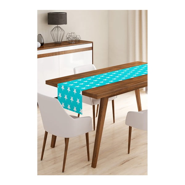 Minimalistiniai pagalvėlių užvalkalai Mėlynos žvaigždės mikropluošto staltiesė, 45 x 145 cm