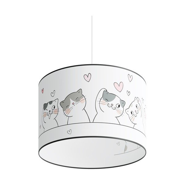 Baltos spalvos vaikiškas pakabinamas šviestuvas ø 40 cm su plastikiniu gaubtu Puss – Sollux