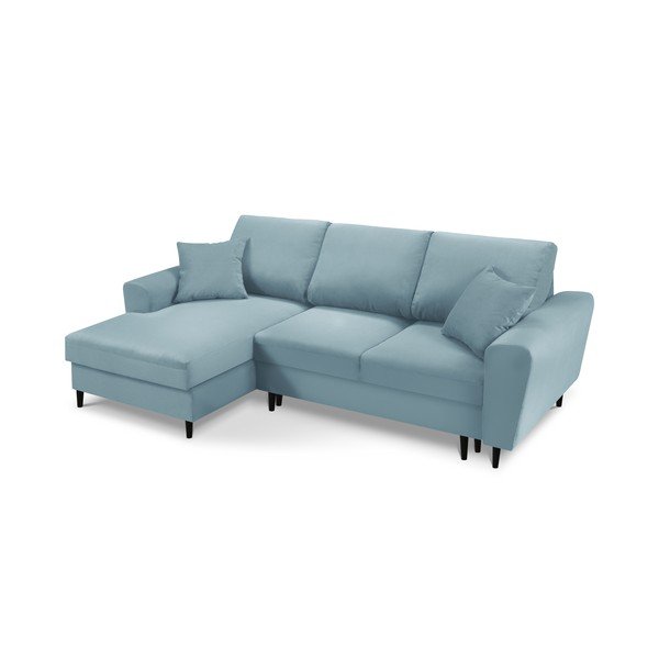 Šviesiai mėlyna sofa-lova Kooko Home Jazz, kairysis kampas-image-3
