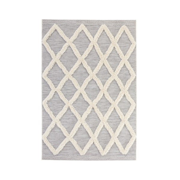 Pilkas kilimas Mint Rugs Handira Grid, 230 x 155 cm