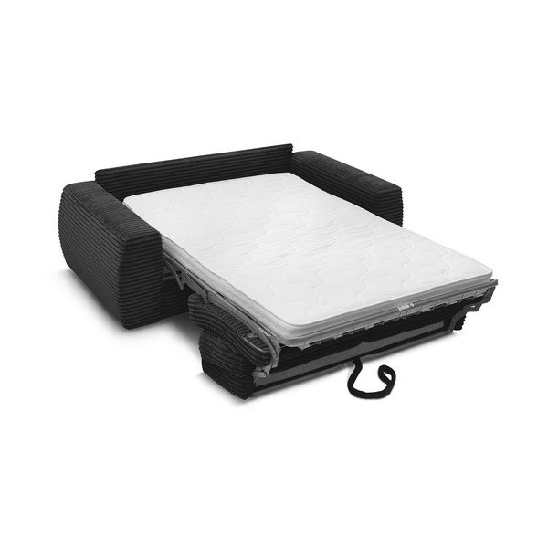 Juodos spalvos sofa miegojimui/sulankstoma iš kordinio velveto 240 cm Hugo – Bobochic Paris-image-3