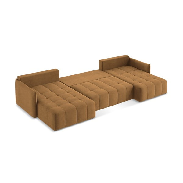 Terakotos spalvos sulankstoma/su sandėliavimo vieta kampinė sofa („U“ formos) Moku – Makamii-image-4