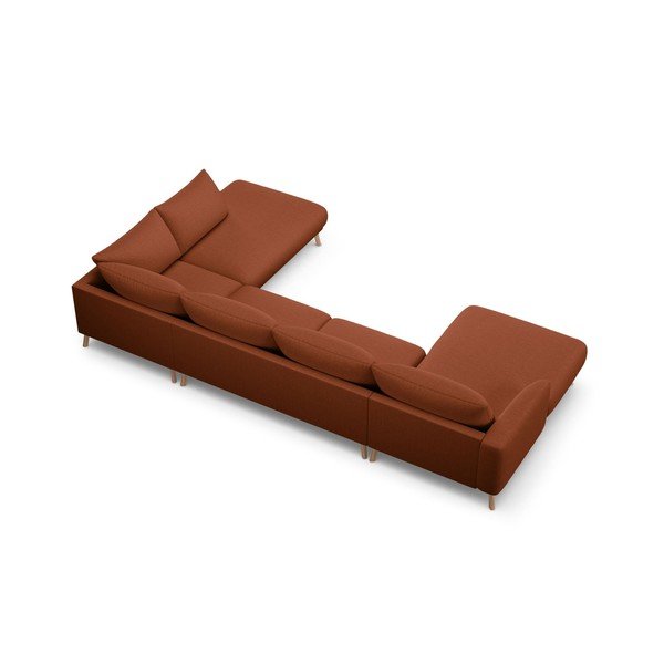 Terakotos spalvos kampinė sofa („U“ formos) Naomi – Micadoni -image-3