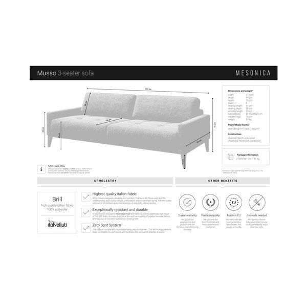 Mėlyna trivietė sofa su medinėmis kojomis MESONICA Musso Regular-image-4