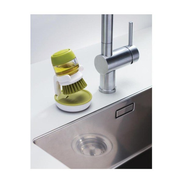 Žalias šveitimo šepetys su dozatoriumi ir stovu Joseph Joseph-image-1