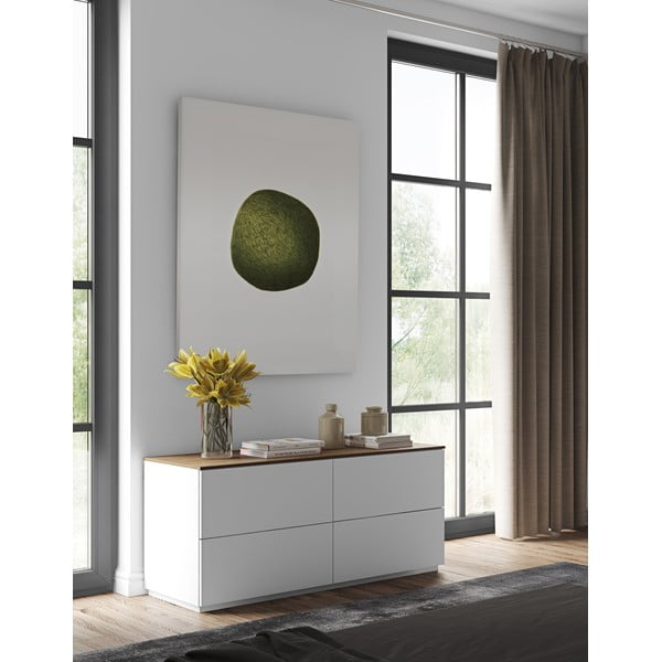 Balta komoda su stalčiais ir riešutmedžio stalviršiu, 120 x 54 cm Join - TemaHome-image-4