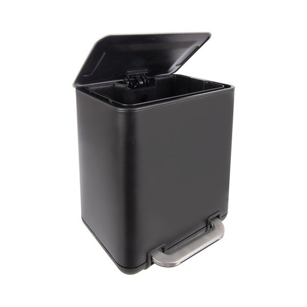 Juodos spalvos iš nerūdijančio plieno šiukšliadėžė su pedalu 6 l Black – Orion-image-3