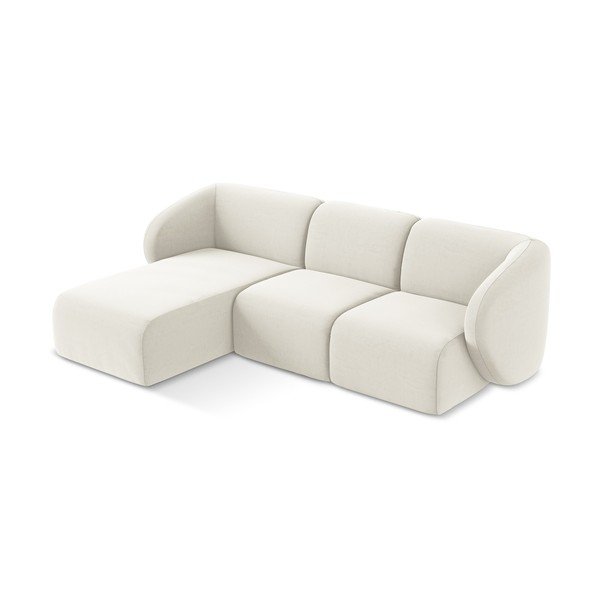 Smėlio spalvos kampinė sofa iš velveto (su kairiuoju kampu/su gultu) Lani – Makamii-image-2