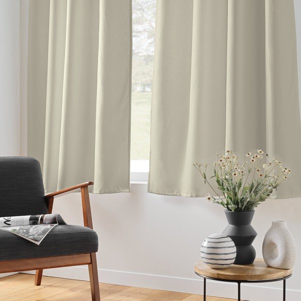 Smėlio spalvos iš mikropluošto termo/pritemdymas (dalinis užtemimas) užuolaida 135x180 cm Micropolar – douceur d'intérieur-image-1