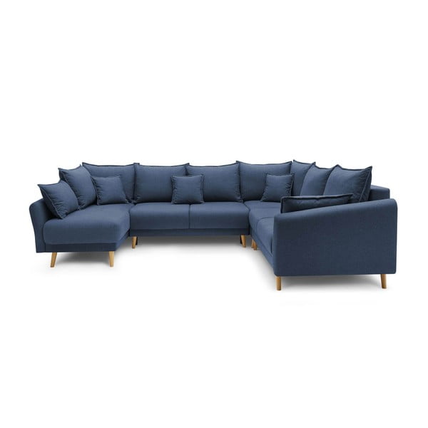 Tamsiai mėlyna sofa-lova Bobochic Paris Mia XXXL, kairysis kampas