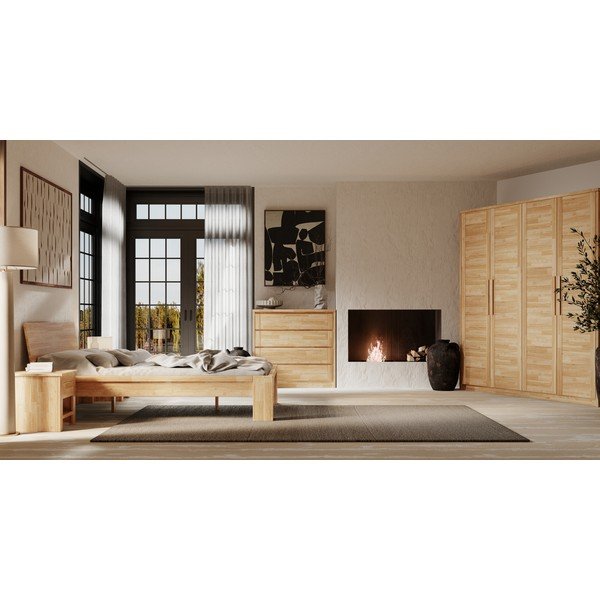 Iš ąžuolo masyvo drabužių spinta natūralios spalvos 105x220 cm Timo – Olivia Living-image-1