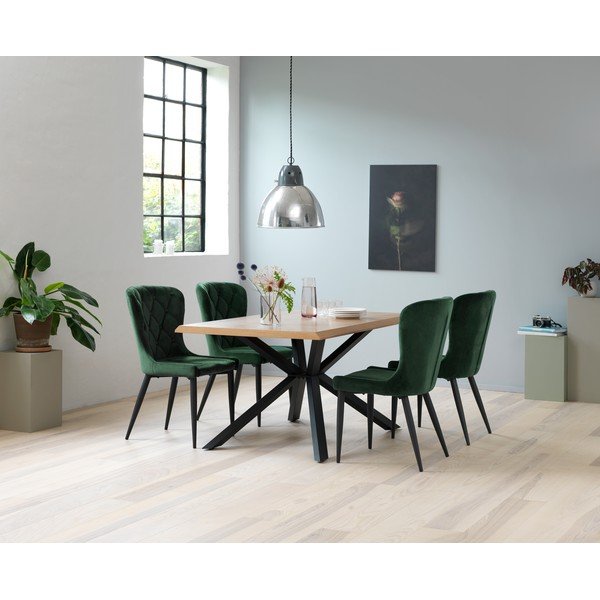Valgomojo stalas natūralios spalvos su ąžuolo dekoro stalviršiu 90x160 cm Arno – Unique Furniture-image-3