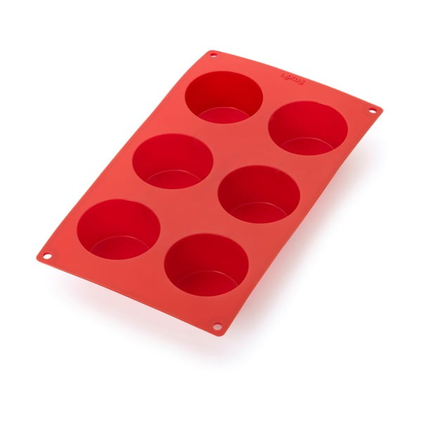 Raudona silikoninė forma 6 mini keksiukams Lékué