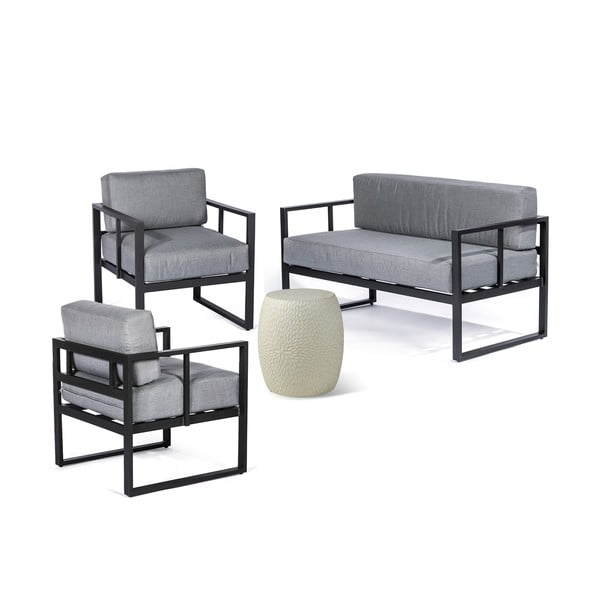 Sodo poilsio baldų komplektas iš aliuminio pilkos spalvos 4 žmonėms – Bonami Essentials