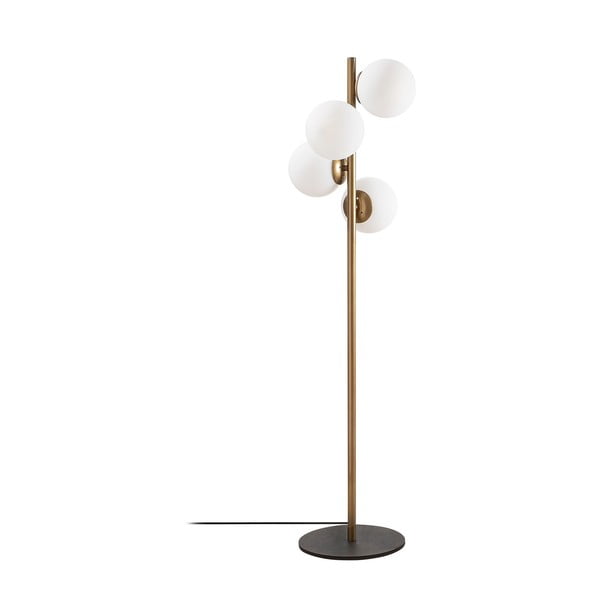 Pastatomas šviestuvas juodos spalvos/auksinės spalvos (aukštis 130 cm) su stiklo gaubtu Faze – Opviq lights