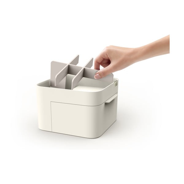 Kreminės spalvos kosmetikos organizatorius su stalčiumi Joseph Joseph Viva-image-4