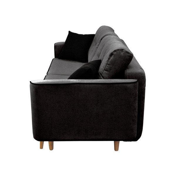 Juoda trivietė sofa-lova su šviesiomis kojomis Mazzini Sofos Ivy-image-2
