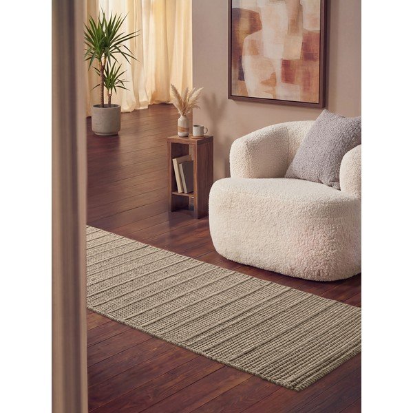 Rankų darbo smėlio spalvos iš vilnos kilimas 80x250 cm Camden Parker – Ted Baker-image-1