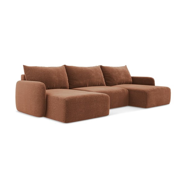 Raudonos plytų spalvos sulankstoma/su sandėliavimo vieta kampinė sofa Kalena – Makamii-image-2