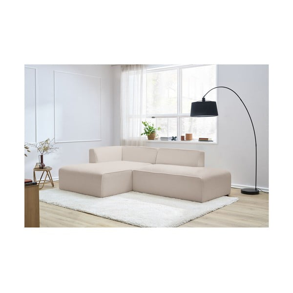 Smėlio spalvos iš boucle modulinė kampinė sofa (su kairiuoju kampu/„L“ formos) Megeve – Bobochic Paris-image-1