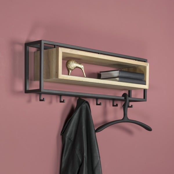Juodos spalvos/natūralios spalvos iš metalo sieninė lentyna su lentyna 78 cm School – Spinder Design-image-1