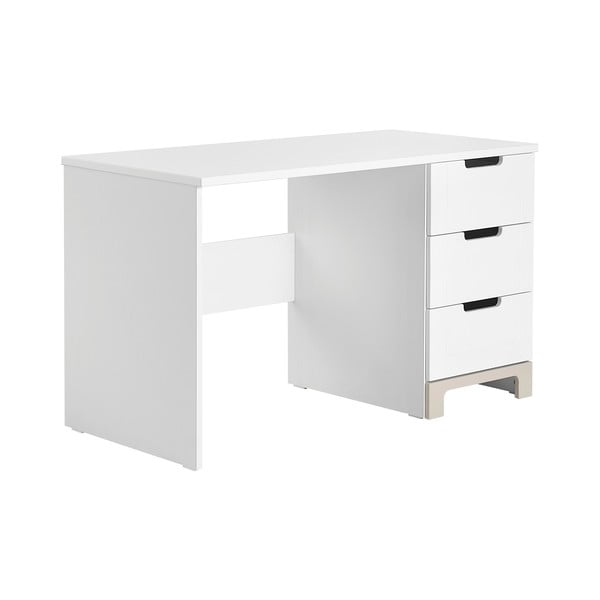 Baltos ir pilkos spalvos rašomasis stalas "Pinio Mini", ilgis 120 cm