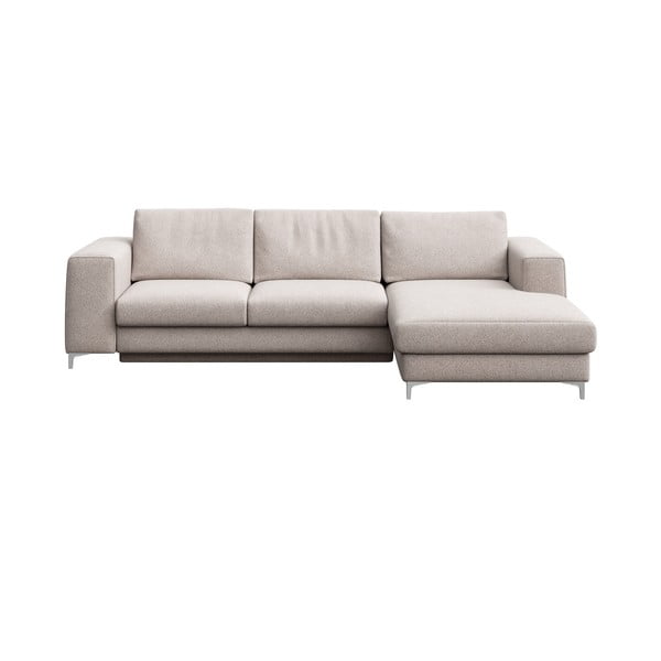 Šviesiai pilkos spalvos iš boucle sulankstoma/su sandėliavimo vieta kampinė sofa (su dešiniuoju kampu/su gultu) Rene – Rodier