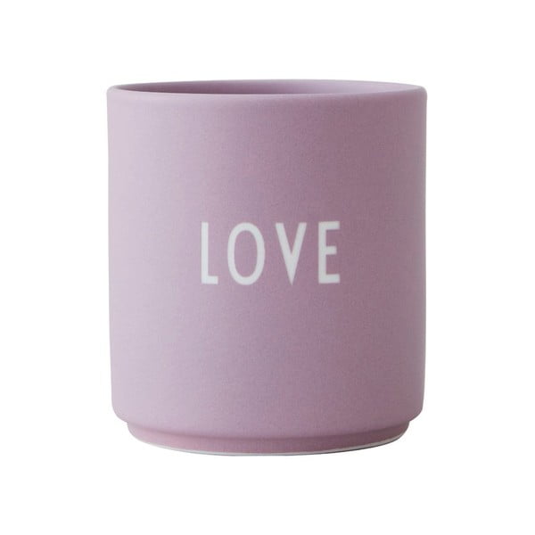 Violetinės spalvos porcelianinis puodelis Design Letters Favourite Love
