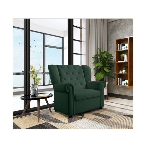 Iš velveto supamasis/Chesterfield krėslas žalios spalvos Lillyse – Støraa-image-3