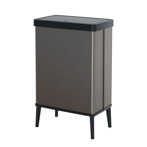 Iš perdirbto plastiko galima atidaryti palietus šiukšliadėžė pilkos spalvos 54 l Verto High – Curver