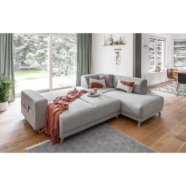 Šviesiai pilkos spalvos sulankstoma/su sandėliavimo vieta kampinė sofa (su dešiniuoju kampu/„L“ formos) Classy Sophie – Miuform-image-4