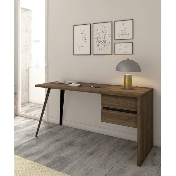 Darbo stalas iš graikinio riešuto 69x136 cm Rio2 - Marckeric-image-1