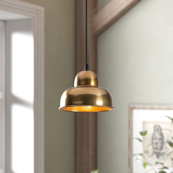 Auksinės spalvos kabantis šviestuvas ø 20 cm su metaliniu gaubtu Berceste – Opviq lights-image-1