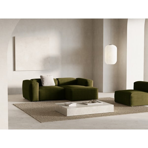 Žalios spalvos iš kordinio velveto kampinė sofa (su dešiniuoju kampu/su gultu) Bergamo – Cosmopolitan Design-image-1