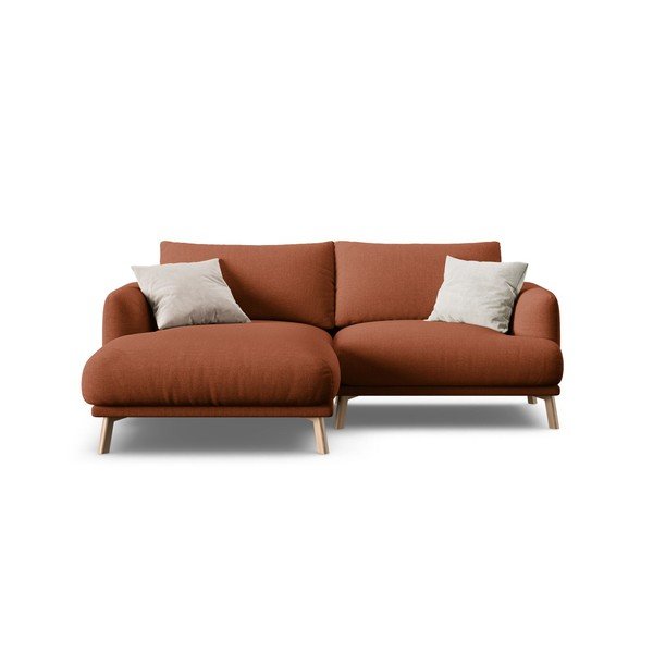 Terakotos spalvos kampinė sofa (su kairiuoju kampu/su gultu) Naomi – Micadoni -image-3