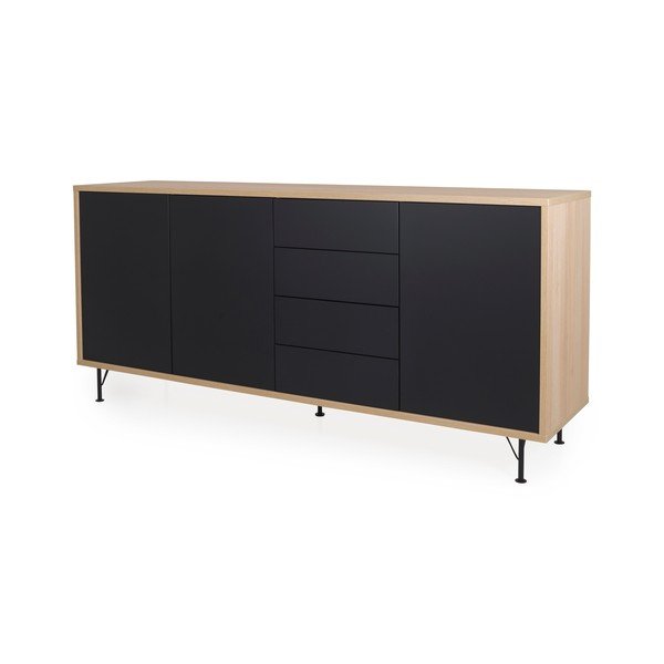 Juodos spalvos komoda "Tenzo Flow", ilgis 217 cm-image-1