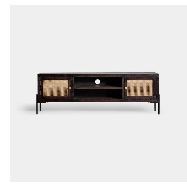 TV spintelė iš kėnio masyvo juodos spalvos/natūralios spalvos 150x50 cm Kenia – Burkina