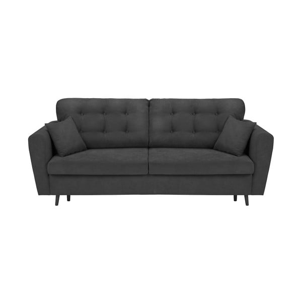 Tamsiai pilka trivietė sofa-lova su saugykla "Cosmopolitan Design Lyon