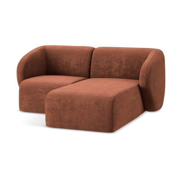 Terakotos spalvos kampinė sofa iš šenilinio audinio (su dešiniuoju kampu/su gultu) Lani – Makamii-image-4