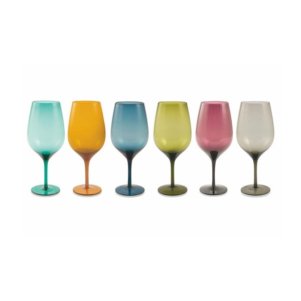 6 spalvotų vyno taurių rinkinys Villa d'Este Happy Goblets